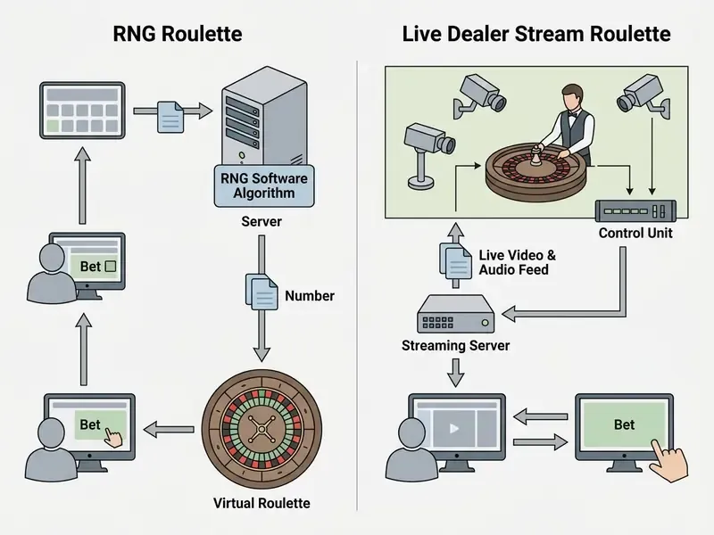 Διάγραμμα λειτουργίας RNG και Live Roulette
